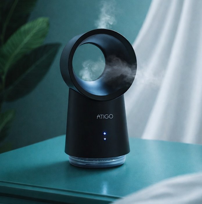 Veitsetön tuuletin LED-yövalolla